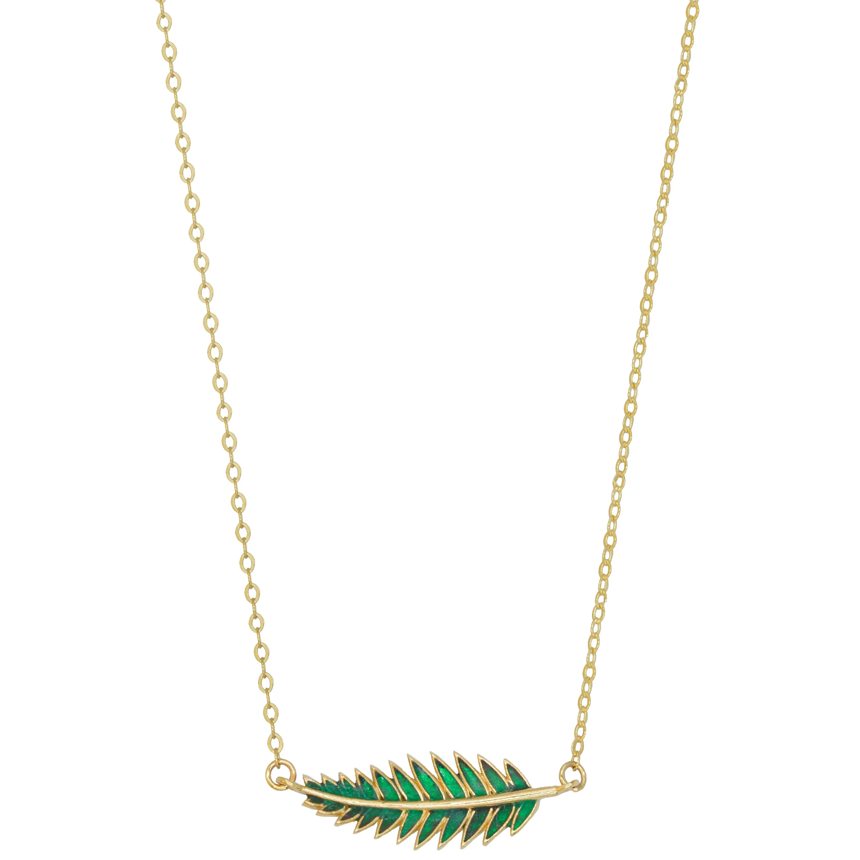 Cebeci 14 Ayar Yeşil Yaprak Altın Kolye