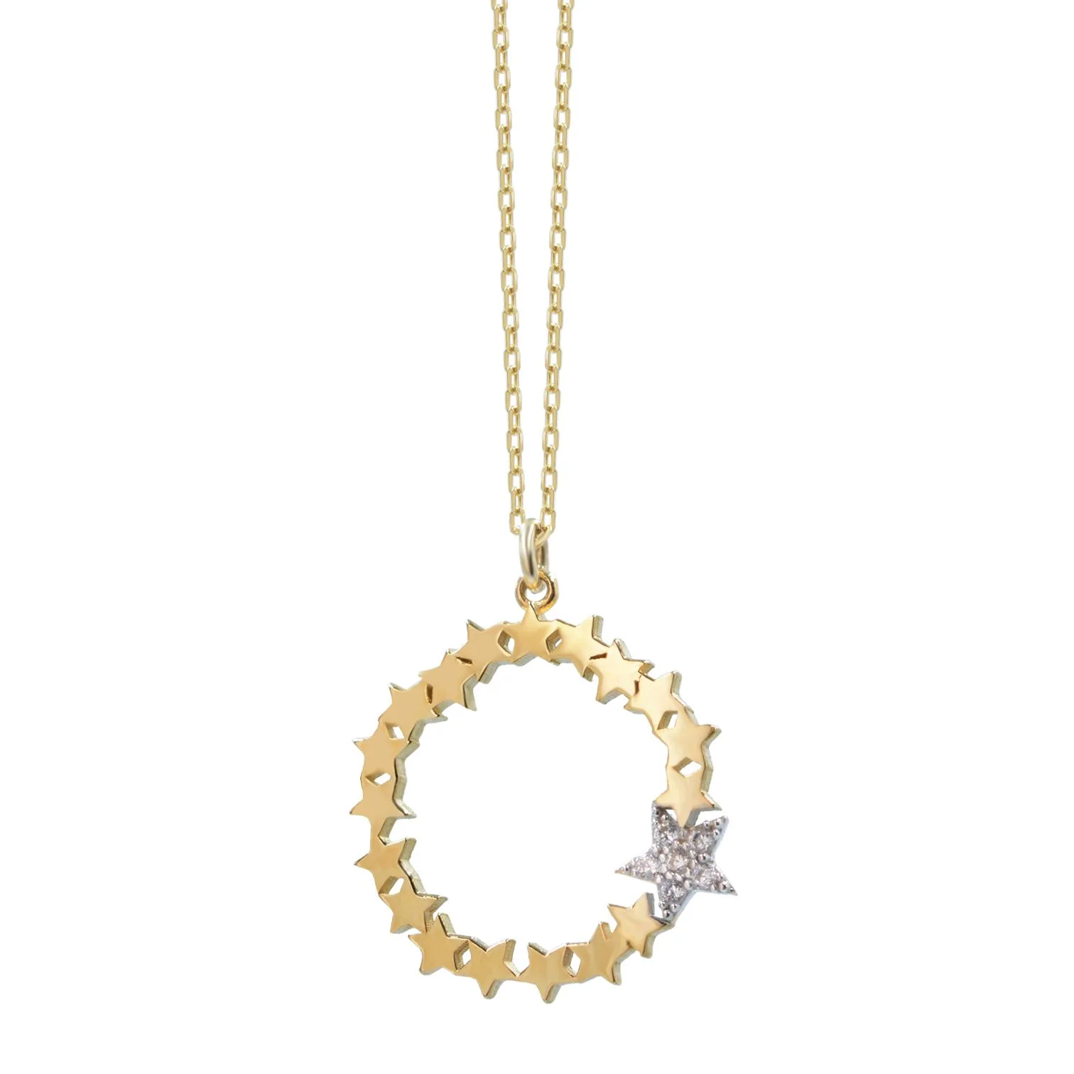 Cebeci 14 Ayar Yıldız Halkalı Altın Kolye