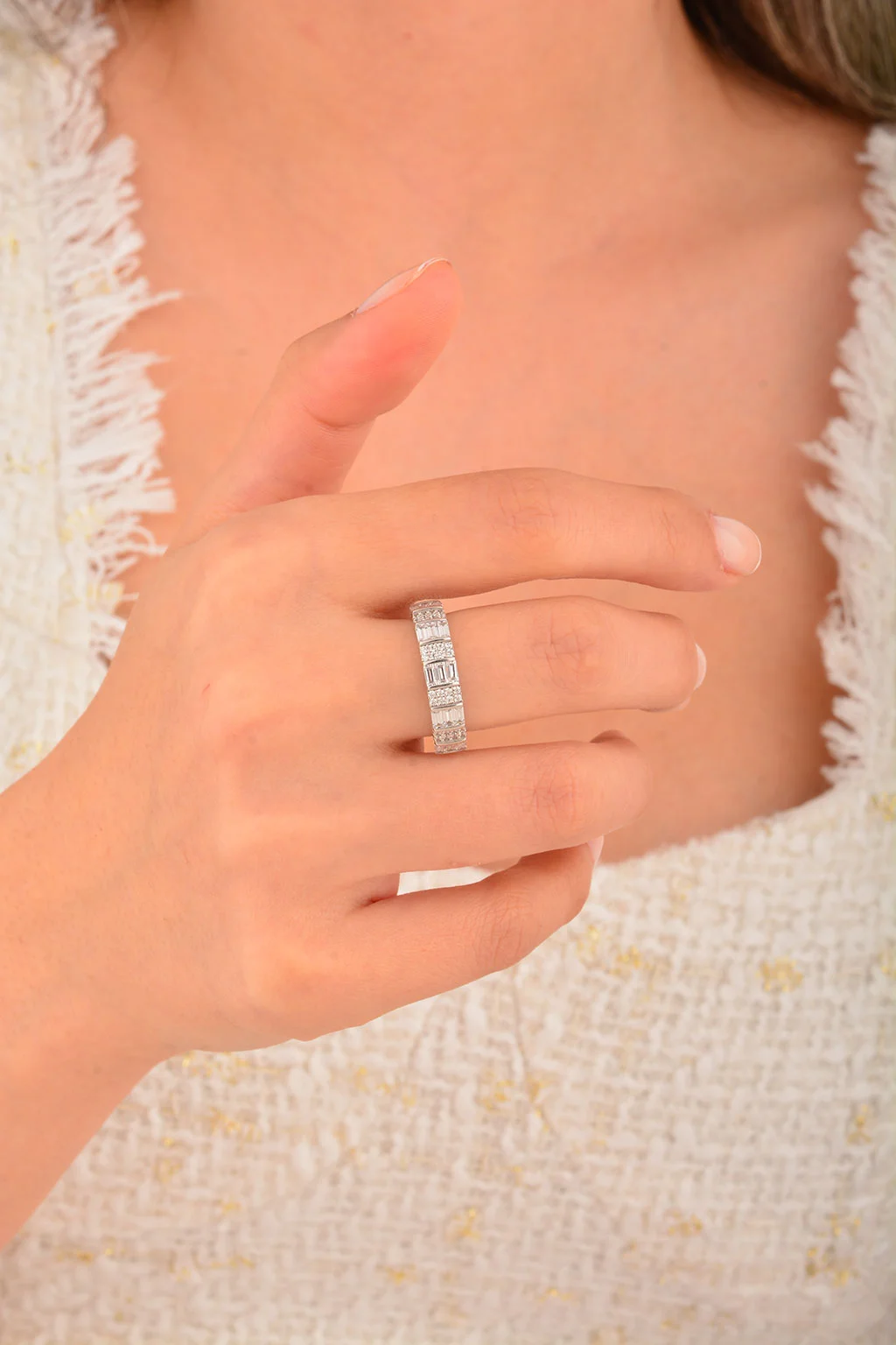 Cebeci 14 Ayar Tek Taşlı Baget Taşlı Altın Yüzük