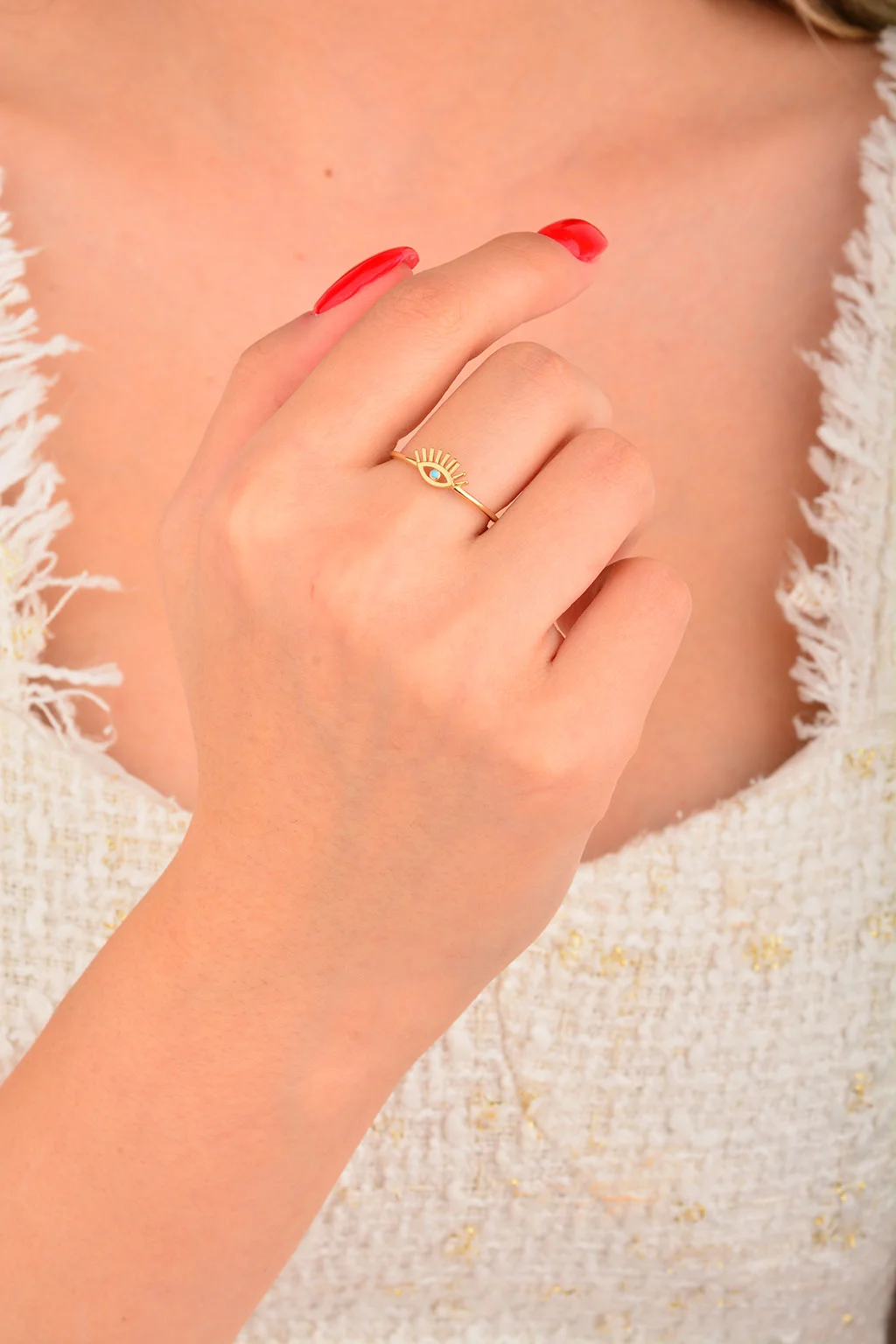 Cebeci 14 Ayar Göz Kirpik Altın Yüzük