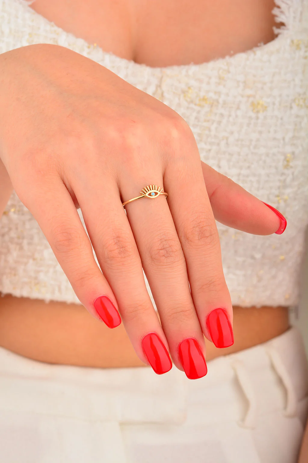 Cebeci 14 Ayar Göz Kirpik Altın Yüzük