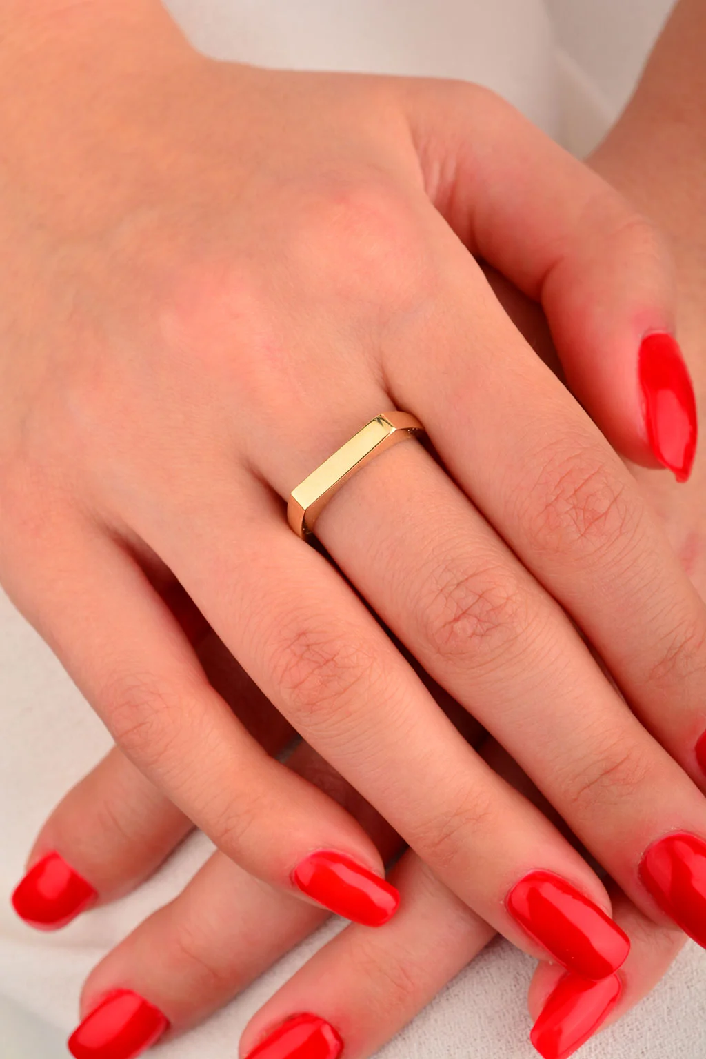 Cebeci 14 Ayar Plaka Şerit Altın Yüzük