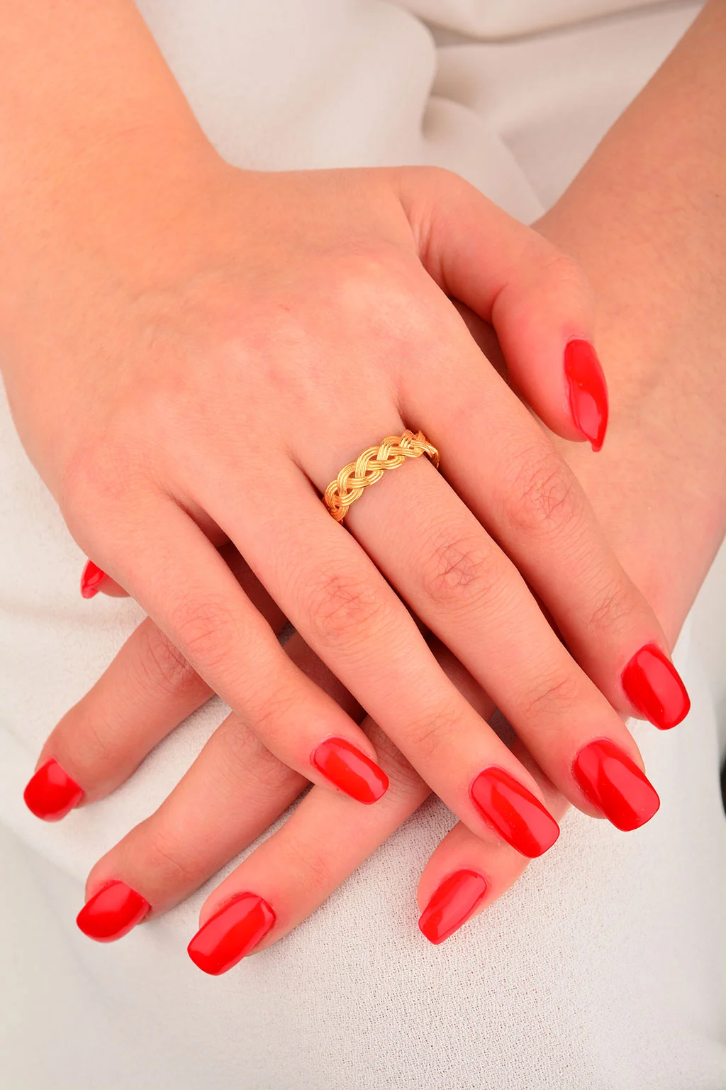 Cebeci 22 Ayar Örgü Altın Yüzük