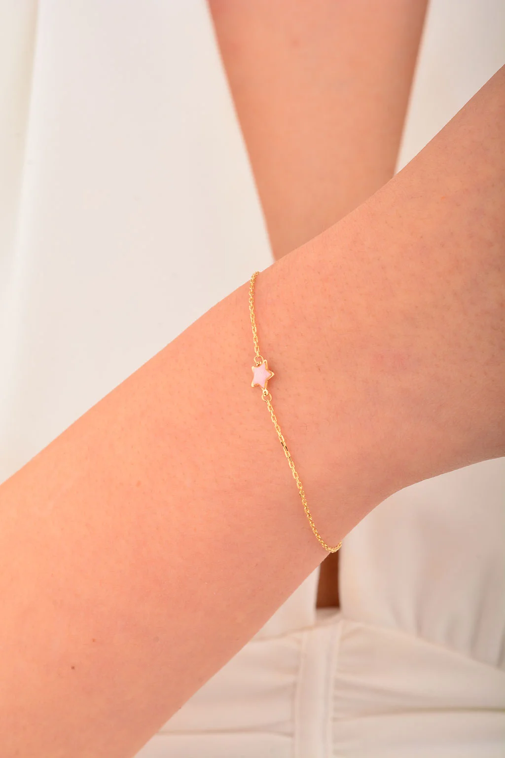 Cebeci 14 Ayar Pembe Yıldız Altın Bileklik