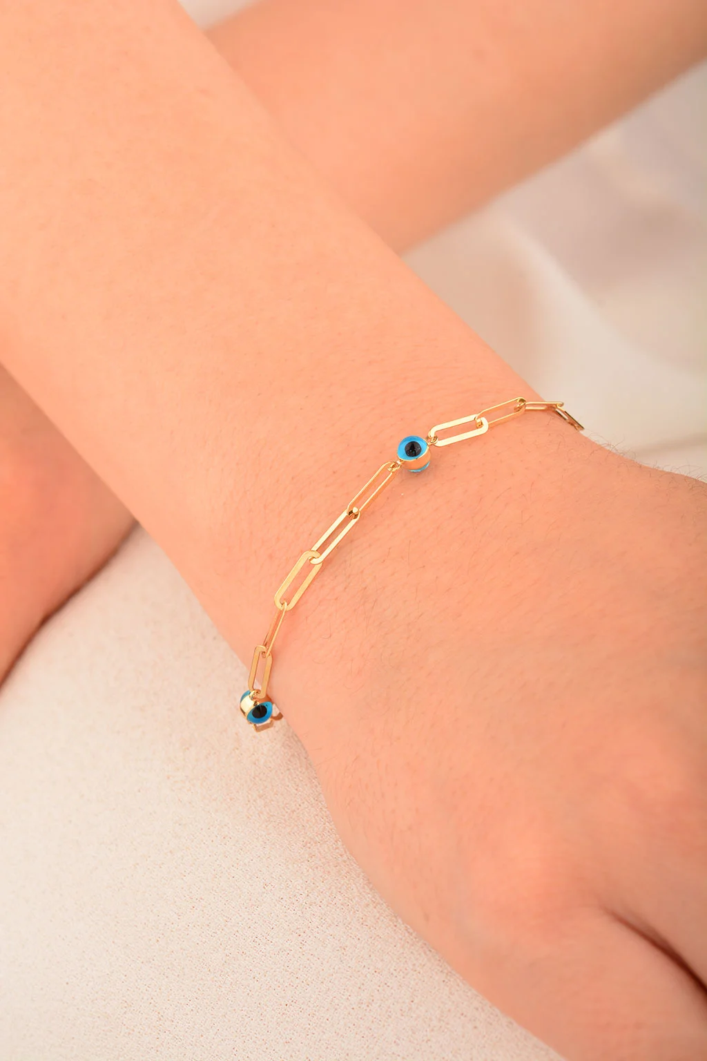 Cebeci 14 Ayar Nazarboncuklu Ataç Altın Bileklik