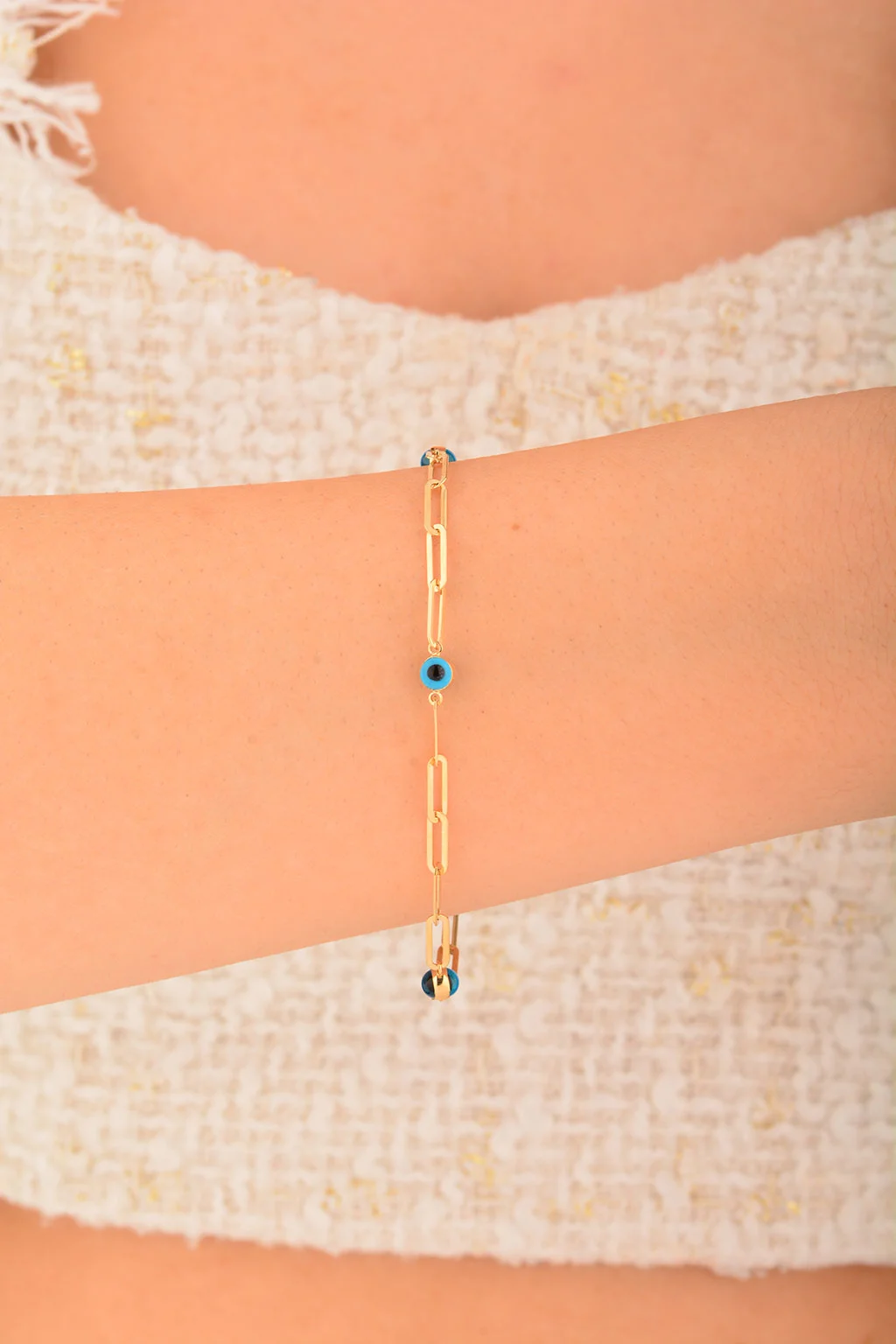 Cebeci 14 Ayar Nazarboncuklu Ataç Altın Bileklik