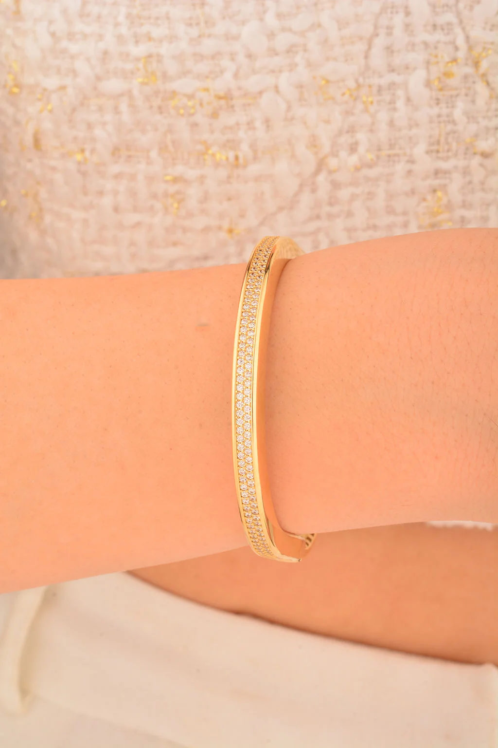 Cebeci 14 Ayar Kare Taşlı Altın Bilezik