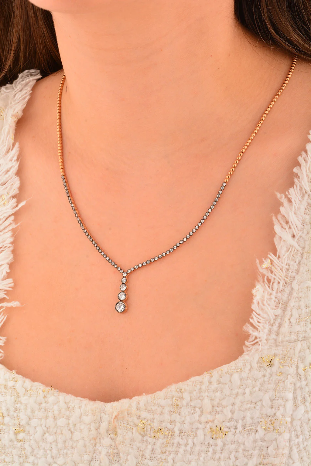 Cebeci 14 Ayar Rose Su Yolu Altın Kolye