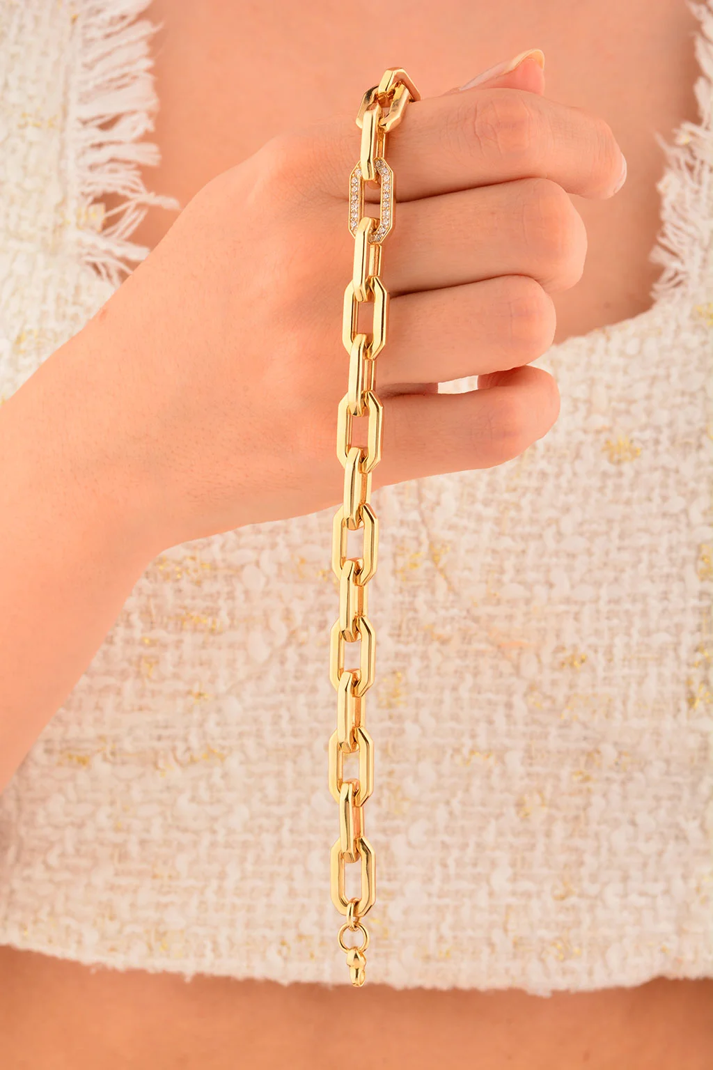 Cebeci 14 Ayar Ataçlı Taşlı Altın Bileklik