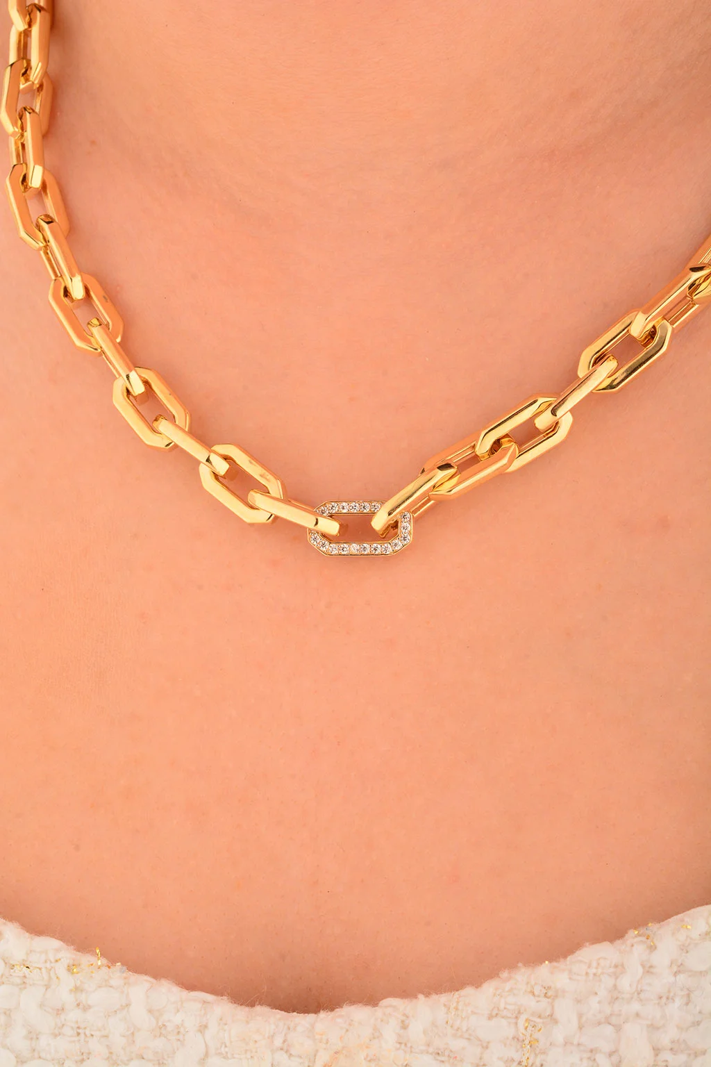 Cebeci 14 Ayar Taşlı Ataç Altın Kolye