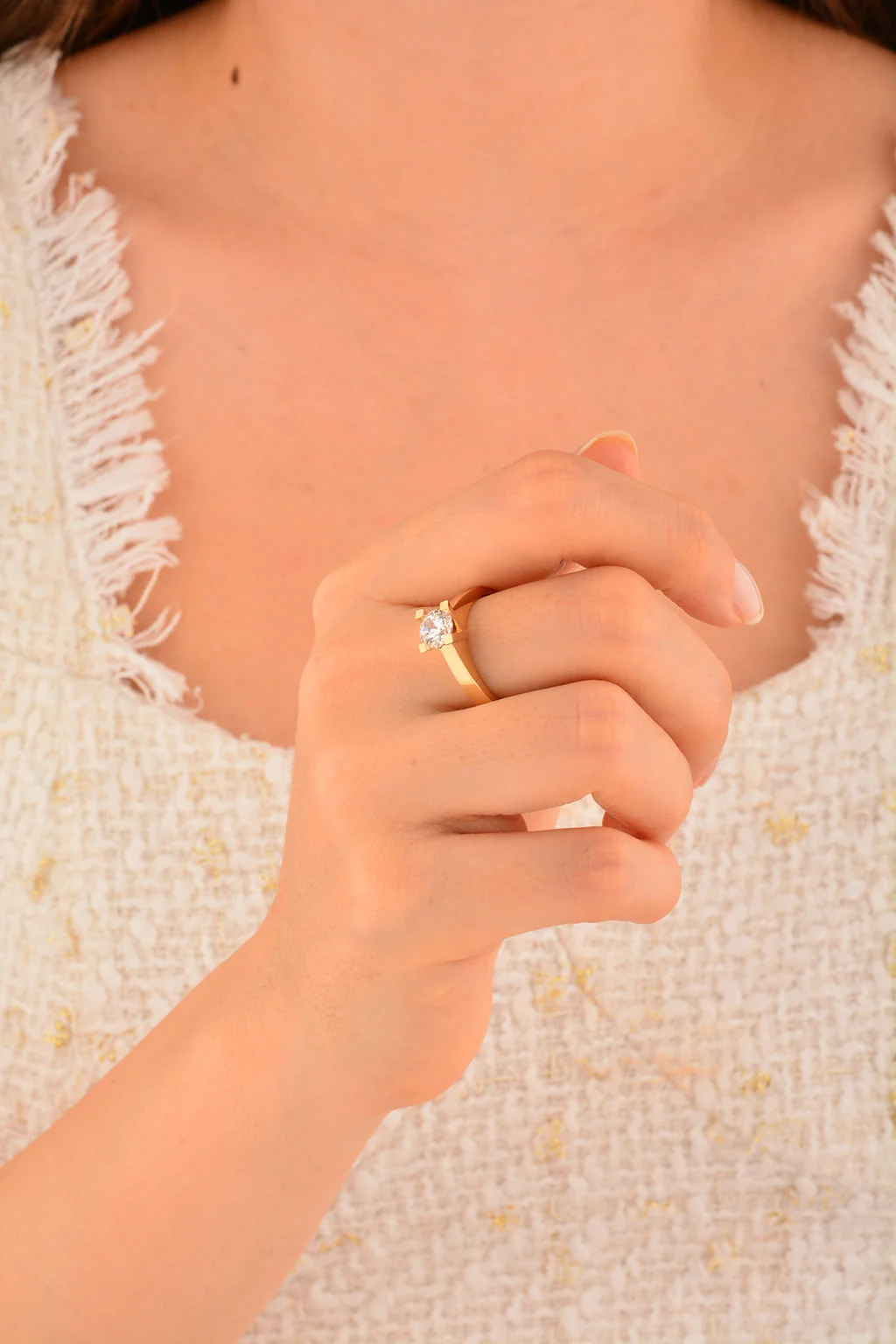 Cebeci 14 Ayar Tektaş Aşk Altın Yüzük