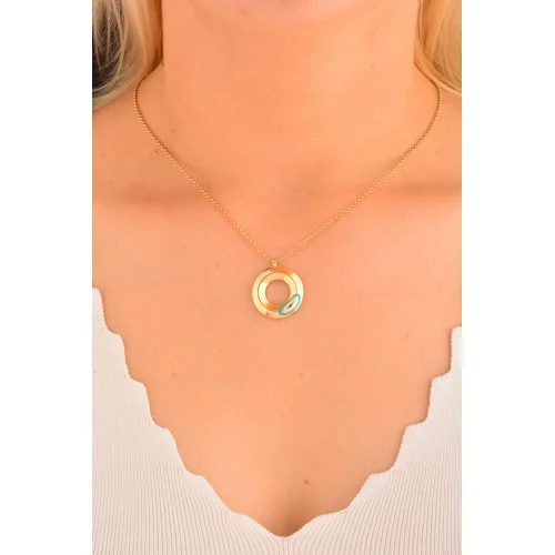 Cebeci 14 Ayar Plaka Göz Halka Altın Kolye