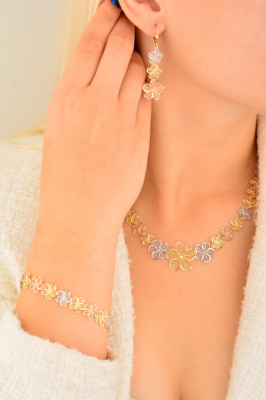 Cebeci 14 Ayar Çiçek Altın Set Takımı