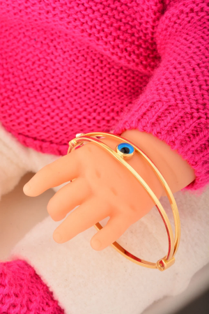 Cebeci 14 Ayar Gözboncuklu Altın Çocuk Kelepçe Bilezik