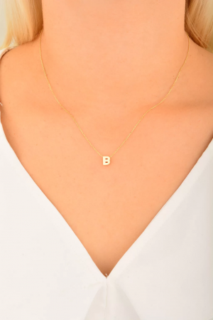 Cebeci 14 Ayar B Harfli Altın Kolye