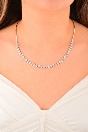 Cebeci 14 Ayar Kare Taşlı Altın Gerdanlık