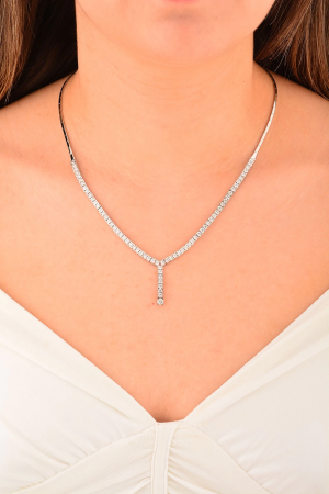 Cebeci 14 Ayar Taşlı Altın Suyolu Kolye