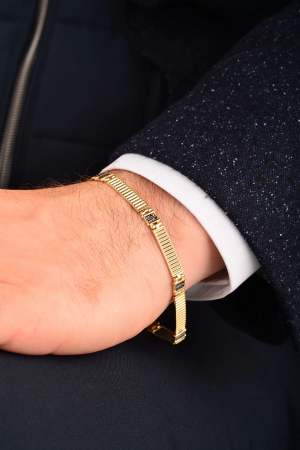 Cebeci 14 Ayar Çizgi Erkek Altın Bileklik