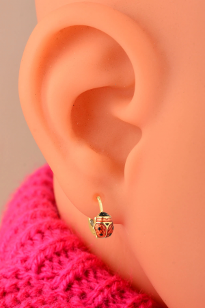 Cebeci 14 Ayar Uğurböceği Altın Çocuk Küpe