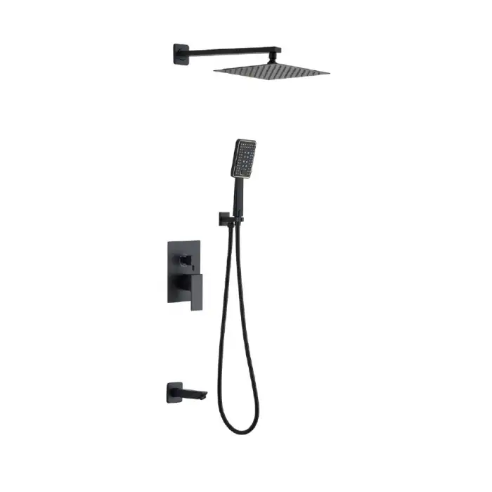 ANKASTRE BANYO TAKIMI KARE - SİYAH ( 3 YÖNLÜ )