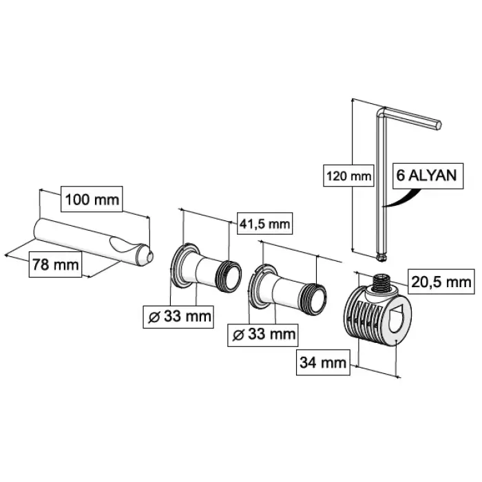ASMA KLOZET GİZLİ MONTAJ SETİ T1 - ÜSTTEN MONTAJ + SABİTLEME BORULU
