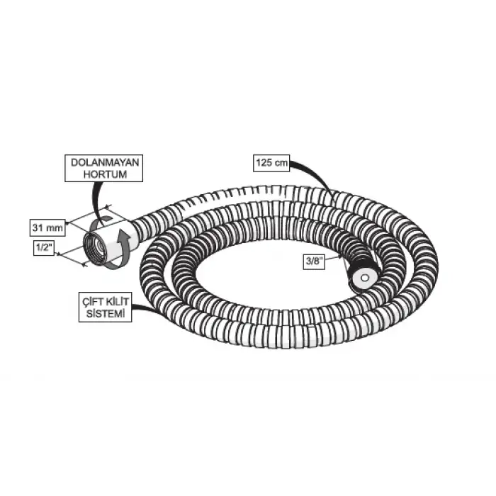 CONSOLATUS PASLANMAZ ÇELİK HORTUMLU TAHARETMATİK (KROM).