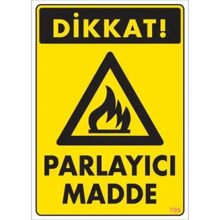 Dikkat Parlayıcı Madde Uyarı Levhası 25x35 KOD:799