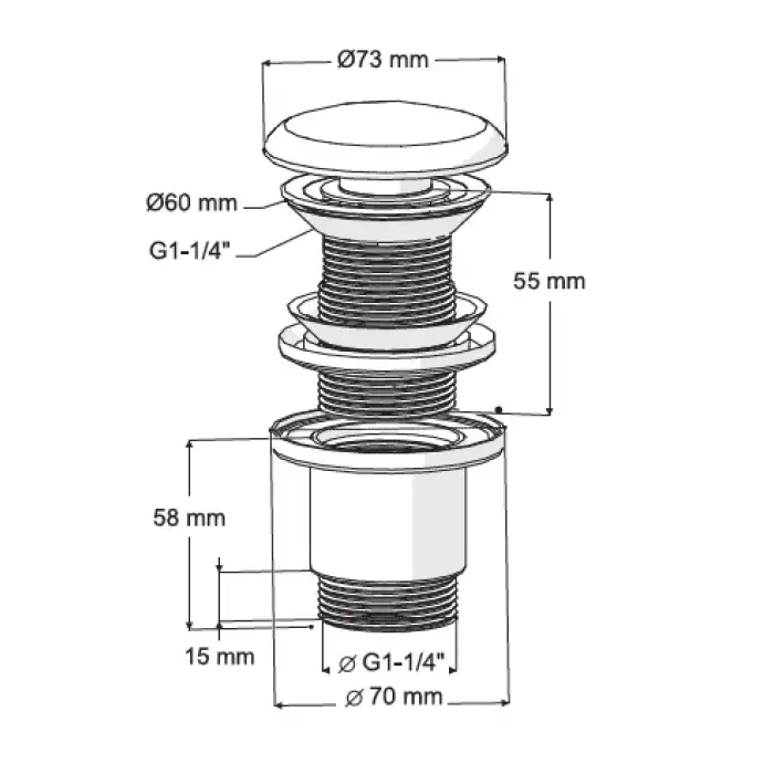 ELIXIR POP UP - SERAMİK BAŞLI PARLAK KROM (TAŞMA DELİKSİZ - ABS GÖVDE)