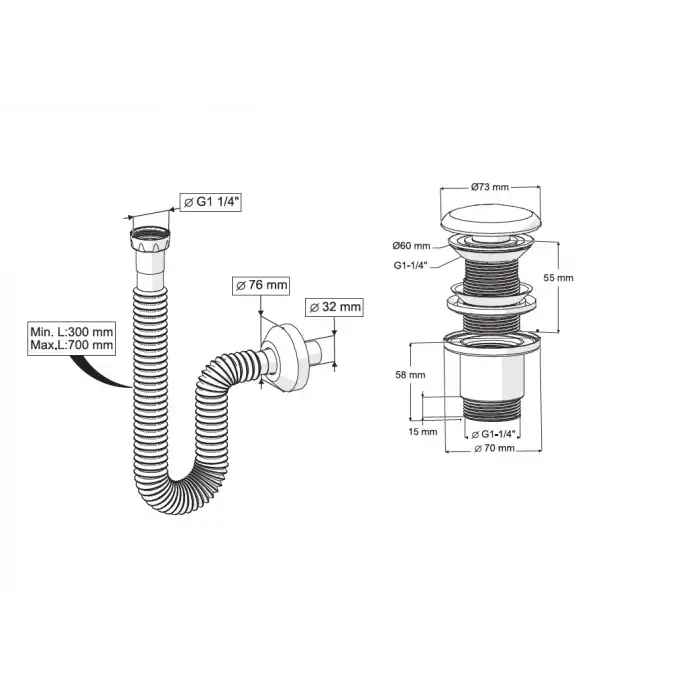 ELİXİR PUP - UP KÖRÜKLÜ SET (MAT SİYAH- SERAMİK BAŞLIK - TAŞMA DELİKSİZ)