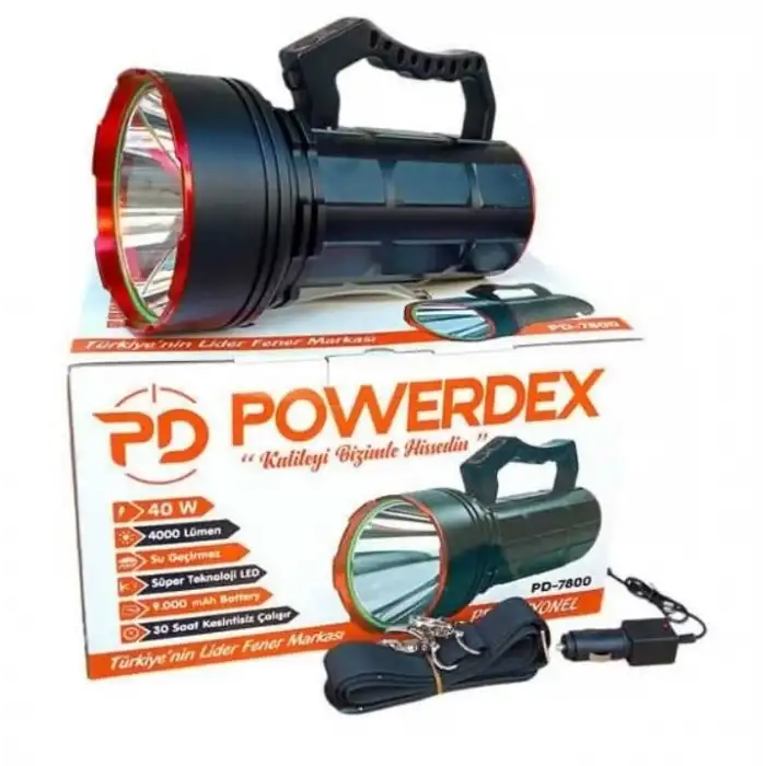 Ennalbur Powerdeks PD-7800 40 Şarjlı Güçlü El Feneri 40 Watt