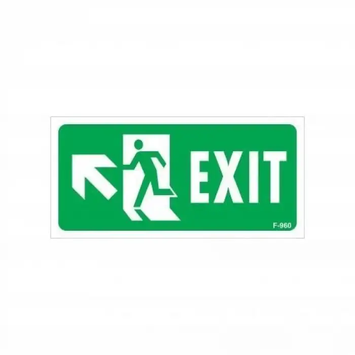 Exit Sol Yukarıı Uyarı Levhası 17,5x25 KOD:960
