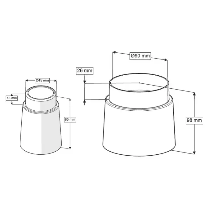 GÖMME REZERVUAR KÖR TAPA  ( 45 mm + Q90 mm )