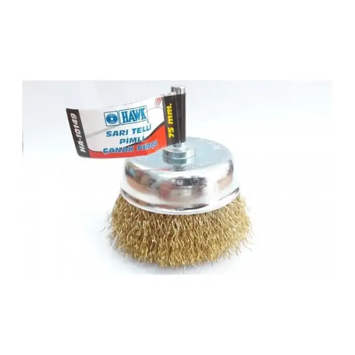 Hawk HA10149 Pimli Sarı Tel Çanak Fırça 75 mm