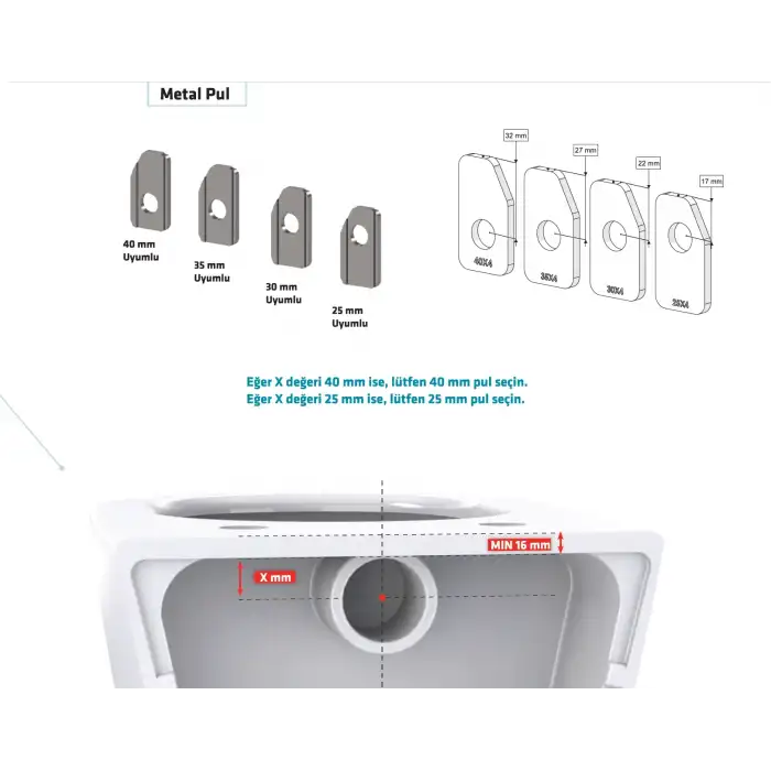 IZYFİX ASMA KLOZET GİZLİ MONTAJ SETİ GM4 + 1 UZATMALI
