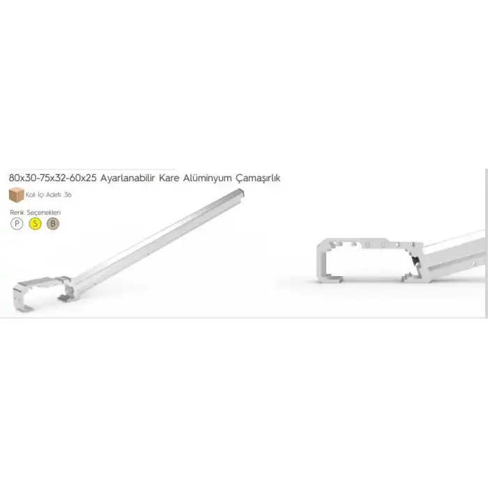 Koral Ayarlı Balkon Çamaşır Askılığı 80X30/60X25
