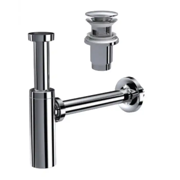 MOON PARLAK KROM SİFON - FELİX PUP UPLI - (TAŞMA DELİKLİ) (MAX. 250 mm)