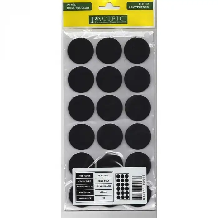 Pacific 6135 BL Yapışkanlı Keçe 35 mm Siyah