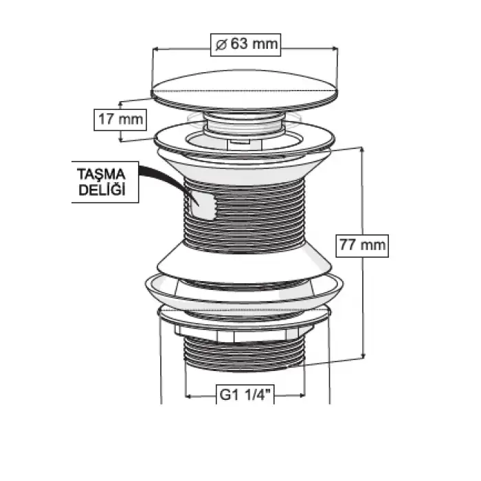 QUALİS PUP - UP KÖRÜKLÜ SET (TAŞMA DELİKLİ - ZAMAK BAŞLIK)