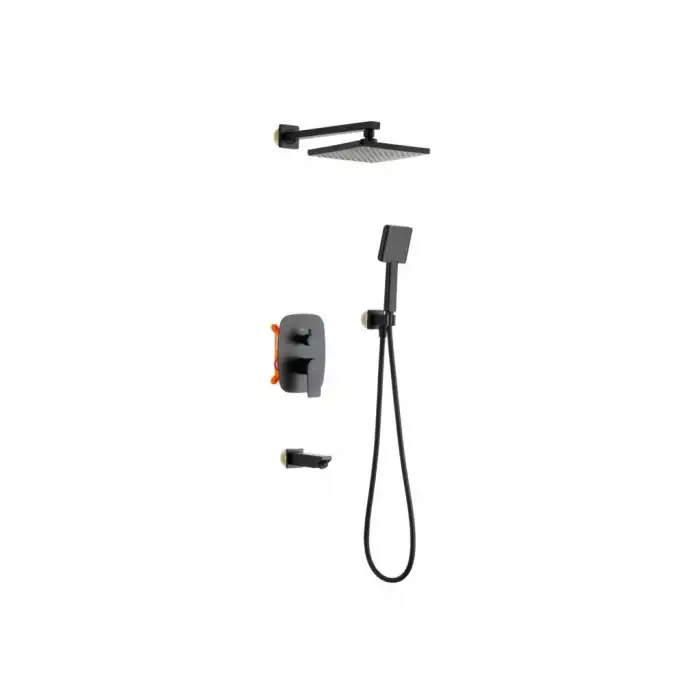 TEMA - TETRA ANKASTRE DUŞ SETİ MAT SİYAH ( 3 YOLLU )