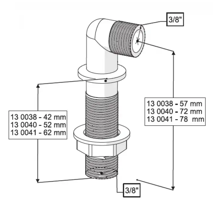TEMİZ SU GİRİŞ DİRSEĞİ UZUN 3/8 52 MM