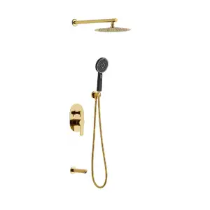 ANKASTRE BANYO TAKIMI YUVARLAK - GOLD ( 3 YÖNLÜ )