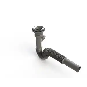 DONAU - LÜX GRİ KÖRÜKLÜ LAVABO / EVYE SİFONU (ÇAMAŞIR ÇIKIŞLI-Ø32)