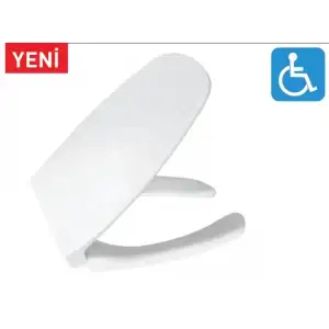 NKP - ENGELLİ KLOZET KAPAĞI (YAVAŞ KAPANAN - METAL MENTEŞE TAKIMI - ÜSTTEN SIKMALI)