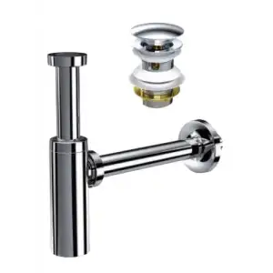 MOON PARLAK KROM SİFON - QUALİS PUP UPLI - (TAŞMA DELİKSİZ) (MAX. 250 mm)