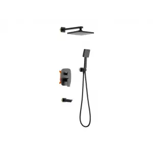 TEMA - TETRA ANKASTRE DUŞ SETİ MAT SİYAH ( 3 YOLLU )