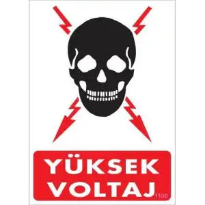 Yüksek Voltaj Uyarı Levhası 25x35 KOD:1100