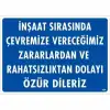İnşaat Sırasında Verdiğimiz Zararlardan Uyarı Levhası 25x35 KOD:454