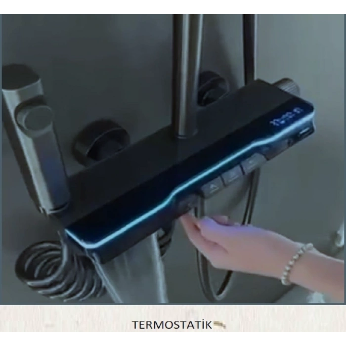 APLUS - AQUARİS TERMOSTATİK PİYANO TUŞLU DİJİTAL GÖSTERGELİ DUŞ BATARYA SETİ