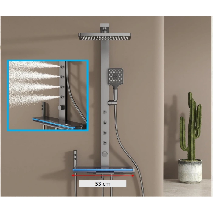 APLUS - HYDROX TERMOSTATİK PİYANO TUŞLU DİJİTAL GÖSTERGELİ DUŞ BATARYA SETİ