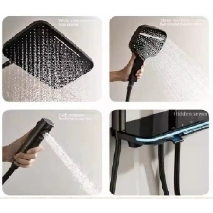 APLUS - HYDROX TERMOSTATİK PİYANO TUŞLU DİJİTAL GÖSTERGELİ DUŞ BATARYA SETİ